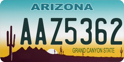 AZ license plate AAZ5362
