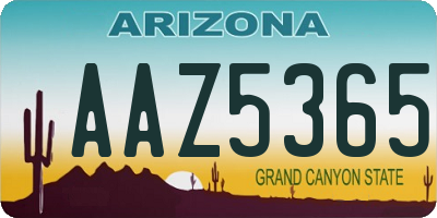 AZ license plate AAZ5365