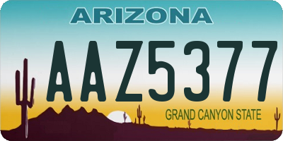 AZ license plate AAZ5377