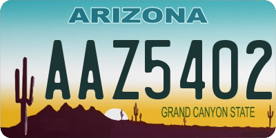 AZ license plate AAZ5402