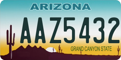 AZ license plate AAZ5432
