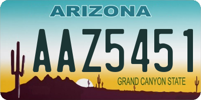 AZ license plate AAZ5451