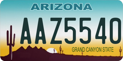 AZ license plate AAZ5540