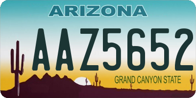 AZ license plate AAZ5652