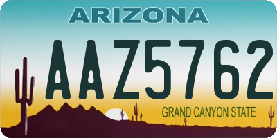AZ license plate AAZ5762
