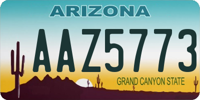 AZ license plate AAZ5773