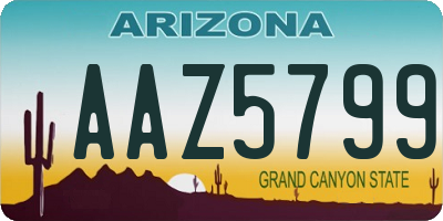 AZ license plate AAZ5799