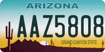 AZ license plate AAZ5808