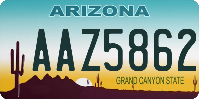 AZ license plate AAZ5862