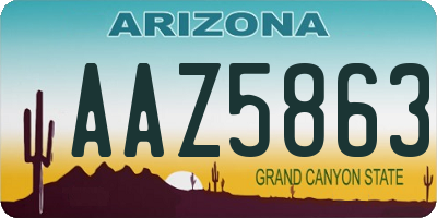 AZ license plate AAZ5863