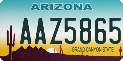 AZ license plate AAZ5865