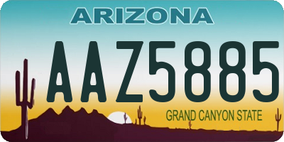 AZ license plate AAZ5885