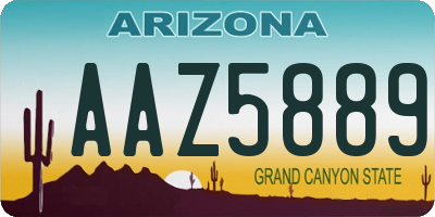 AZ license plate AAZ5889