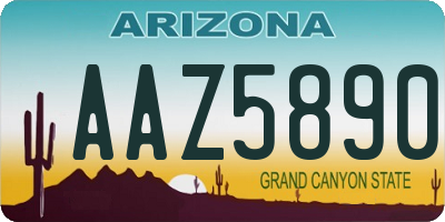 AZ license plate AAZ5890