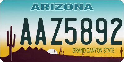 AZ license plate AAZ5892