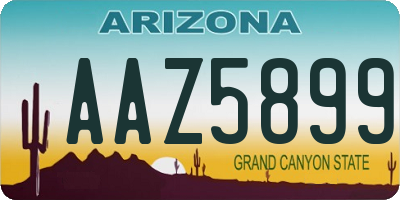 AZ license plate AAZ5899