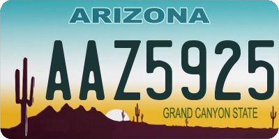 AZ license plate AAZ5925
