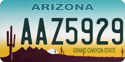 AZ license plate AAZ5929