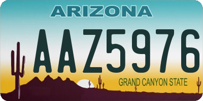 AZ license plate AAZ5976