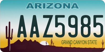 AZ license plate AAZ5985