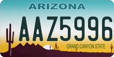 AZ license plate AAZ5996
