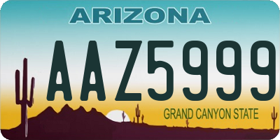 AZ license plate AAZ5999
