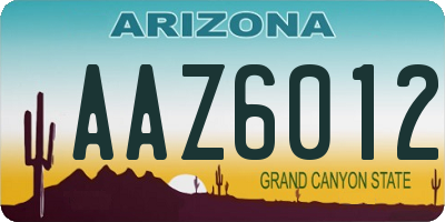 AZ license plate AAZ6012