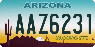 AZ license plate AAZ6231