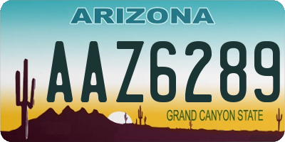 AZ license plate AAZ6289
