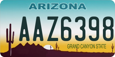 AZ license plate AAZ6398
