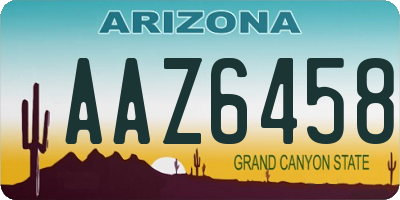AZ license plate AAZ6458