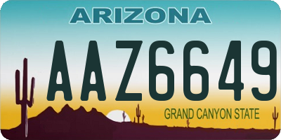 AZ license plate AAZ6649