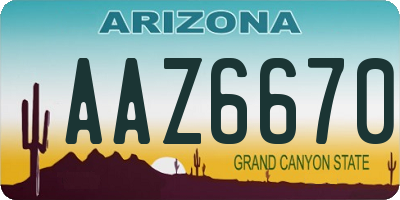 AZ license plate AAZ6670