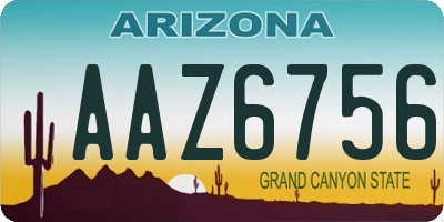 AZ license plate AAZ6756