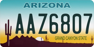AZ license plate AAZ6807