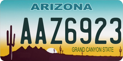 AZ license plate AAZ6923