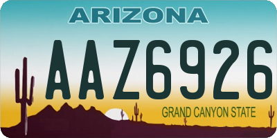 AZ license plate AAZ6926