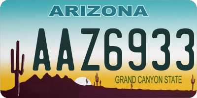 AZ license plate AAZ6933