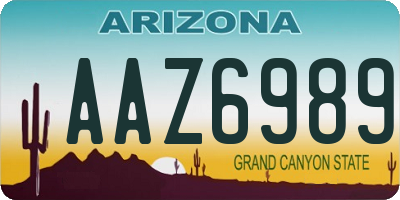 AZ license plate AAZ6989
