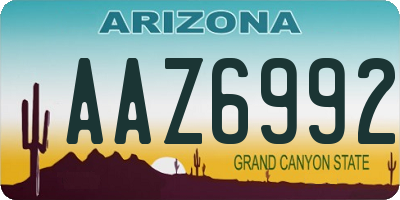 AZ license plate AAZ6992
