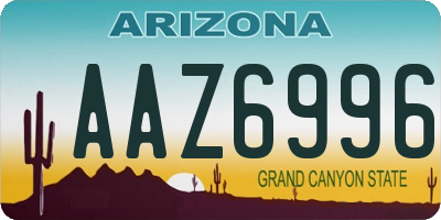 AZ license plate AAZ6996