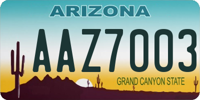 AZ license plate AAZ7003