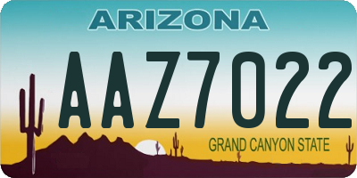 AZ license plate AAZ7022