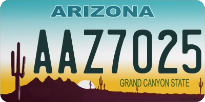 AZ license plate AAZ7025