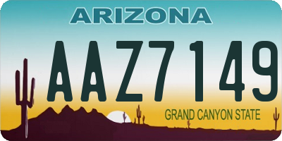 AZ license plate AAZ7149