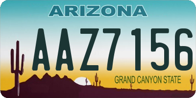 AZ license plate AAZ7156