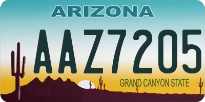 AZ license plate AAZ7205