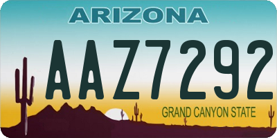 AZ license plate AAZ7292
