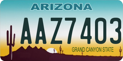 AZ license plate AAZ7403