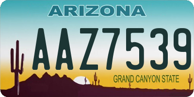 AZ license plate AAZ7539